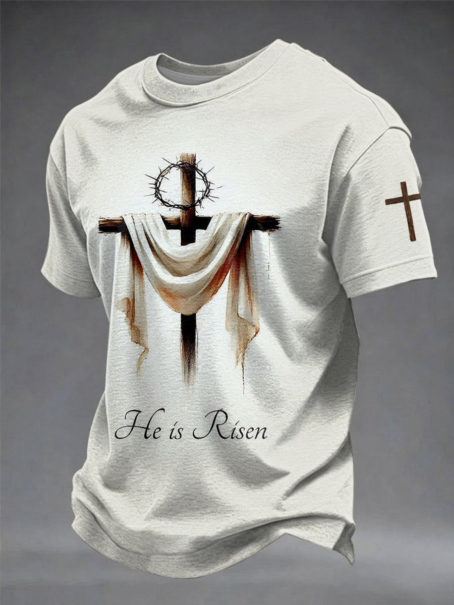 Men's Faith He Is Risen Printed T-shirt