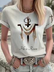 Women's Faith He Is Risen Printed T-shirt