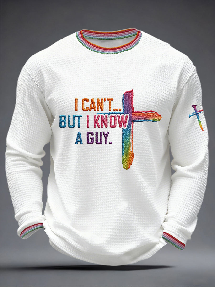 Men's 'I Can’t But I Know A Guy' Waffle Print Casual T-Shirt