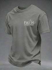Men's Faith Over Fear Printed Casual T-Shirt