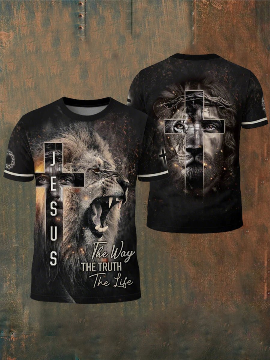 Men's Jesus Cross The Way, The Truth, The Life Short Sleeve  T-shirt