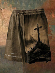 Men's Faith Cross The Way The Truth The Life Printed Shorts