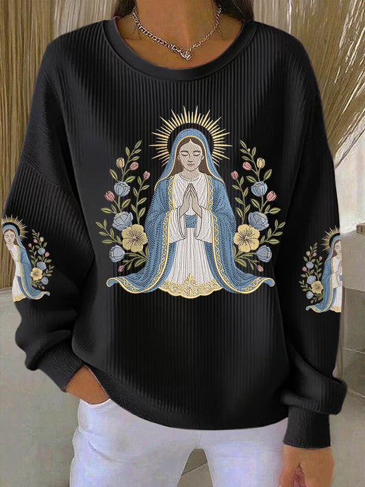 Women's Virgin Mary Print Casual Sweatshirt
