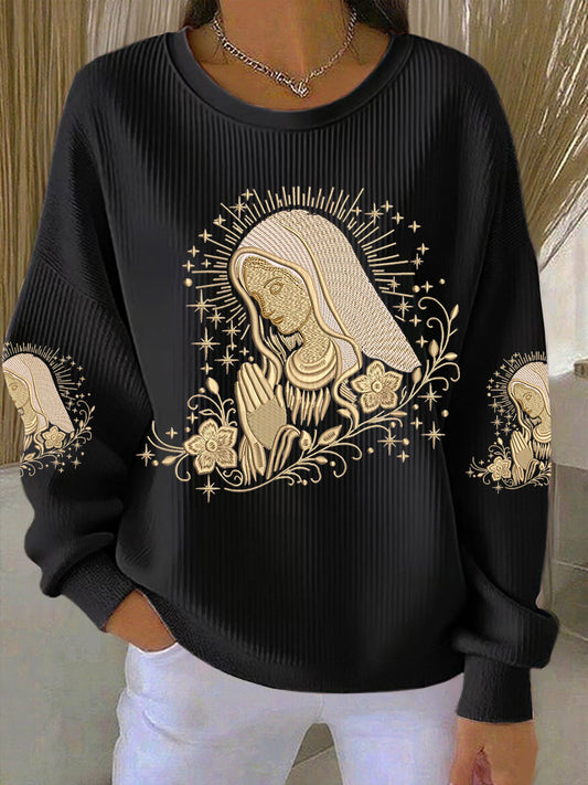 Women's Virgin Mary Print Casual Sweatshirt