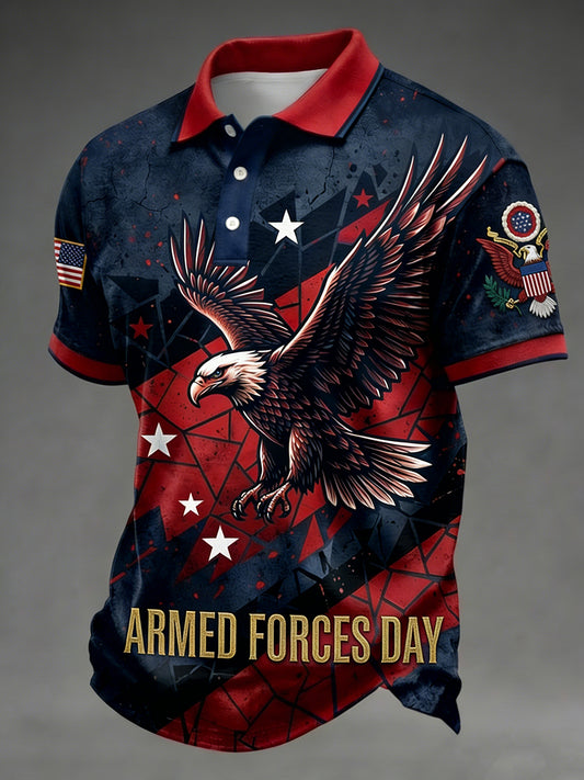 Men's Armed Forces Day Print Short Sleeves Shirt