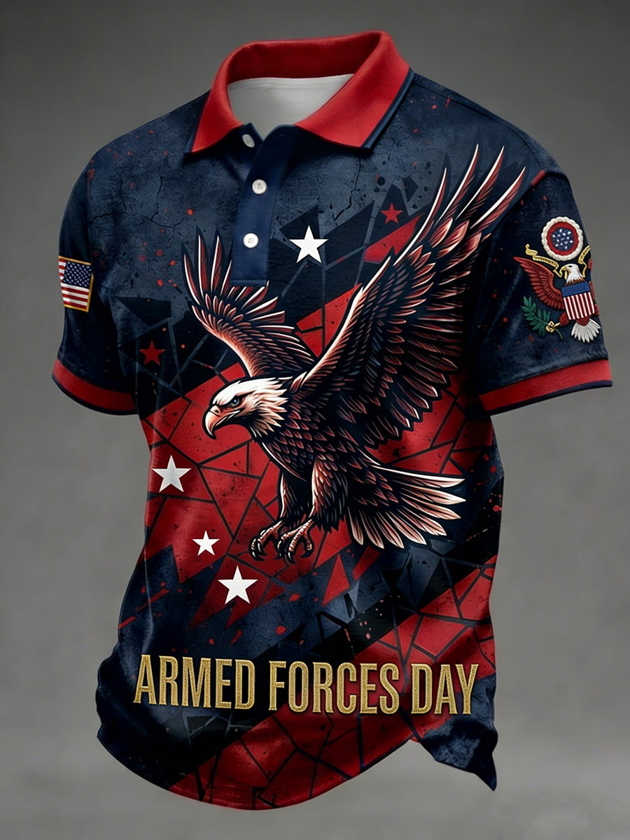 Men's Armed Forces Day Print Short Sleeves Shirt