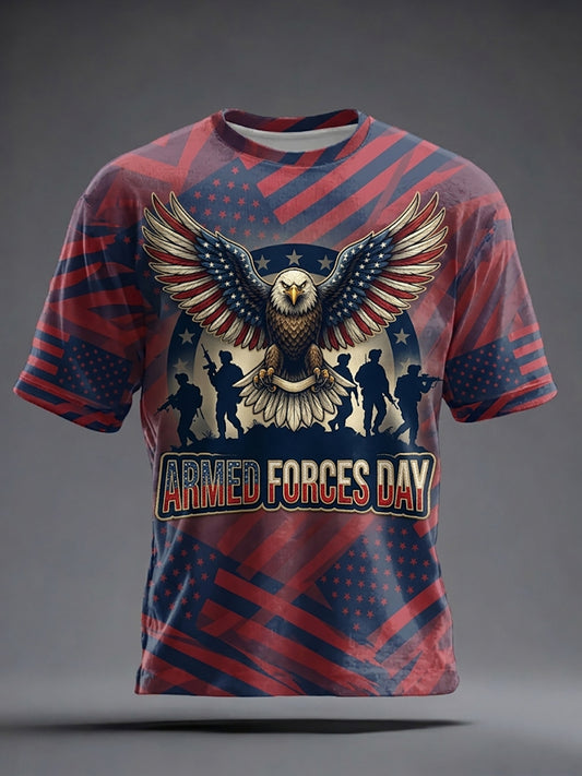 Men's Armed Forces Day Print Casual T-Shirt
