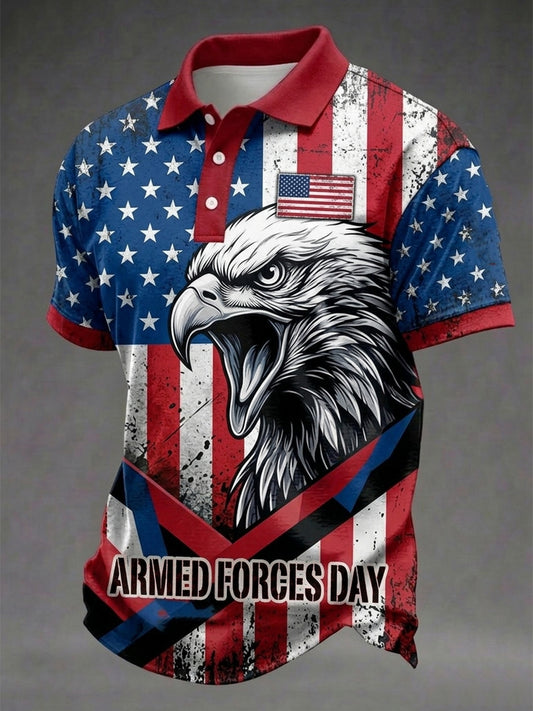 Men's Armed Forces Day Print Short Sleeves Shirt