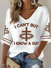 Women's 'I can't but I know a guy' V-neck tops