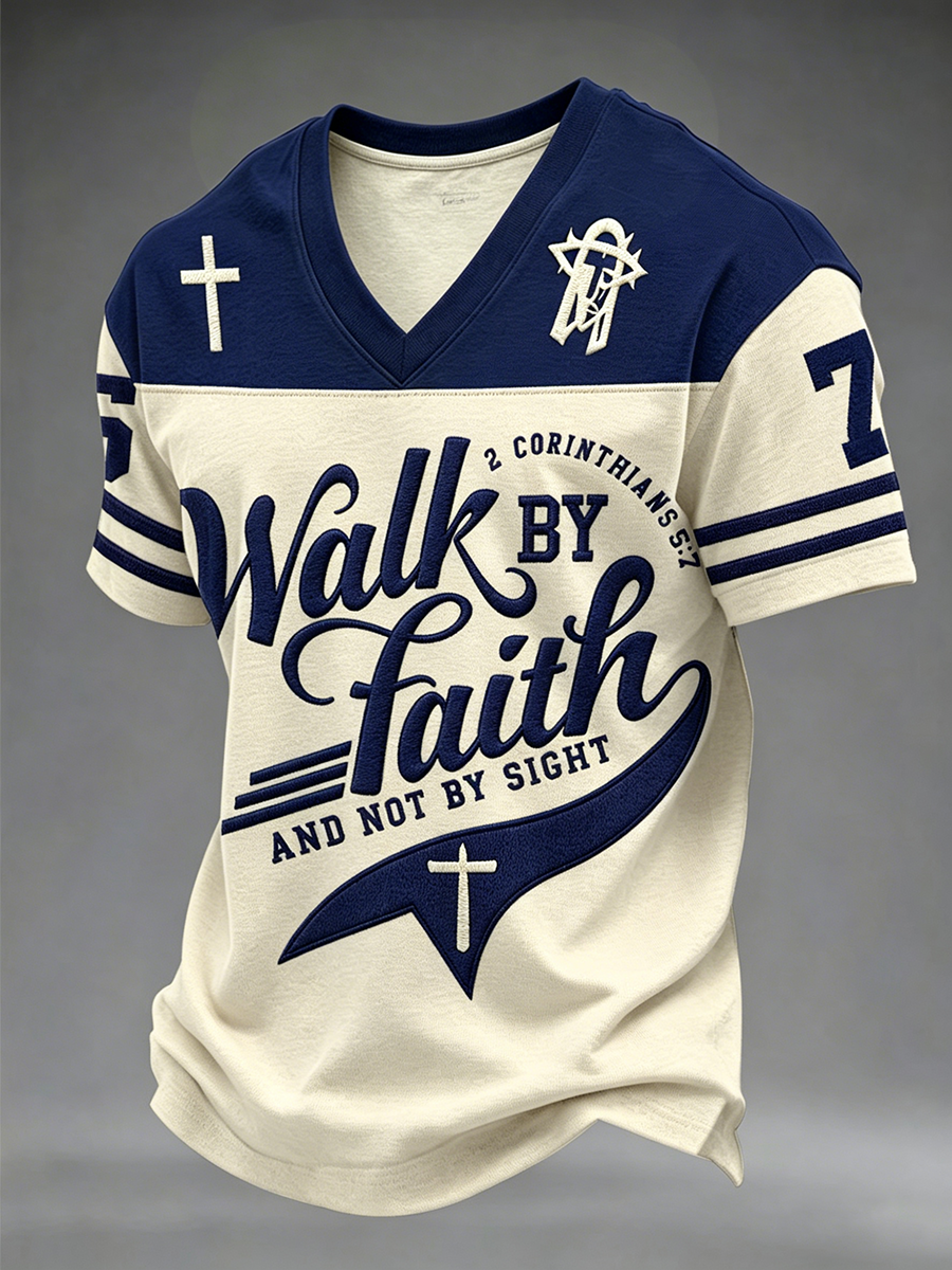 Men's Walk By Faith And Not By Sight V-neck T-shirt