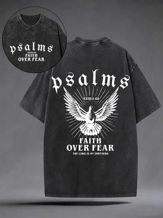 Men's Faith Over Fear Christian Washed Tee