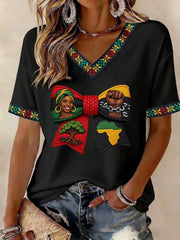 Women's Juneteenth 1865 Printed V-neck T-shirt
