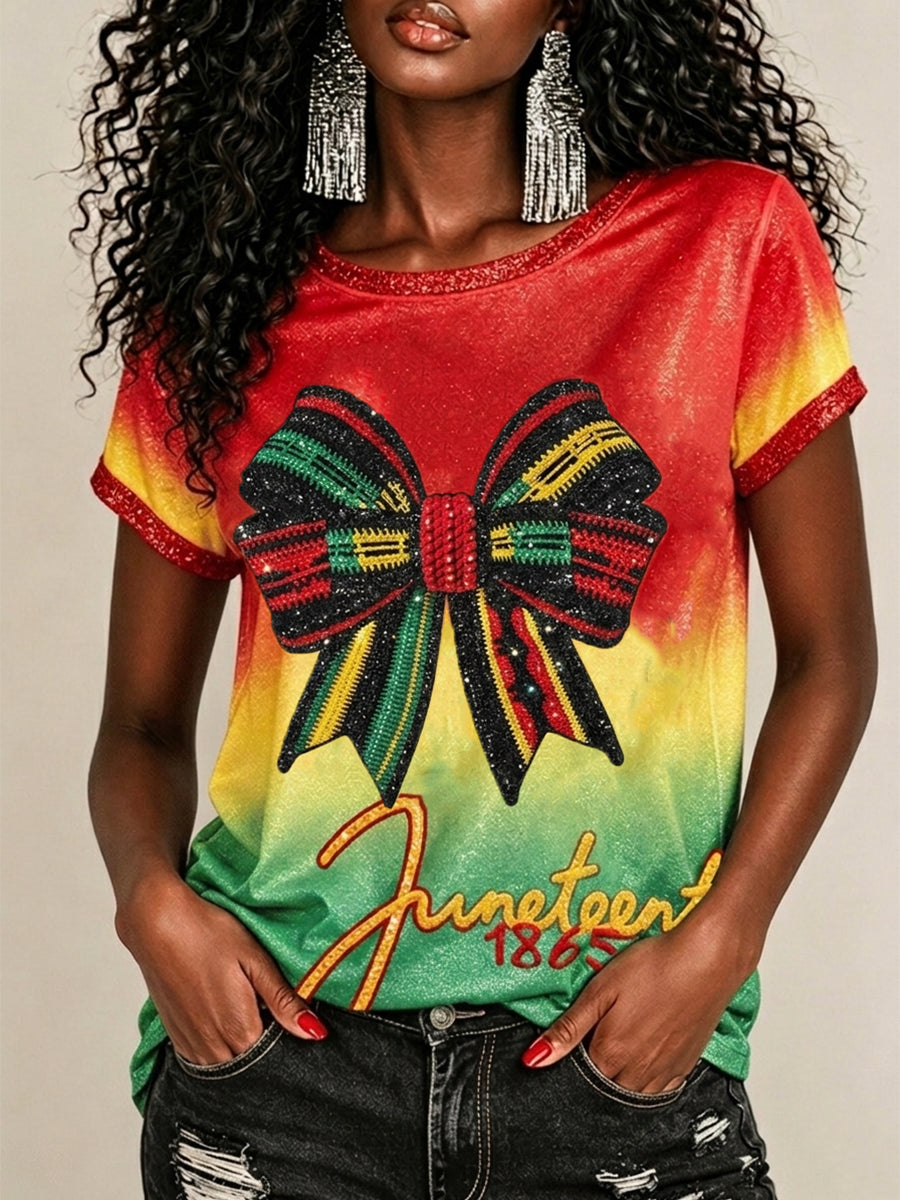 Women's Bow of Freedom Juneteenth 1865 African Heritage Shirt