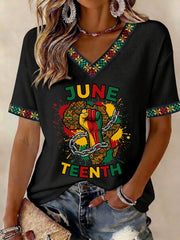Women's Juneteenth 1865 Printed V-neck T-shirt