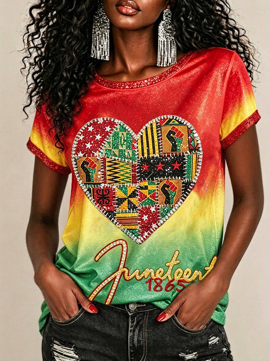 Women's Heart of Freedom Juneteenth 1865 African Heritage Shirt