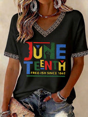Women's Juneteenth 1865 Printed V-neck T-shirt