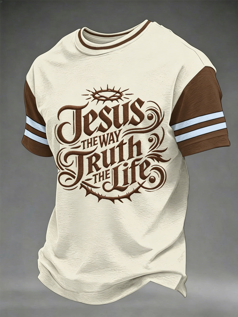 Men's Jesus The Way The Truth The Life Print Casual Tee