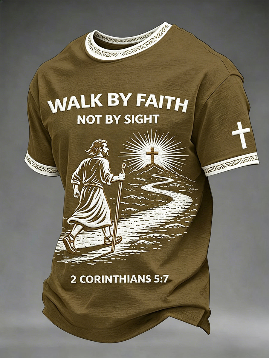 Men's We Walk By Faith Not By Sight Print Tee