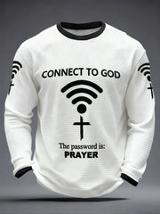 Men's "Connect To God,The Password IS Prayer" Print Casual T-Shirt