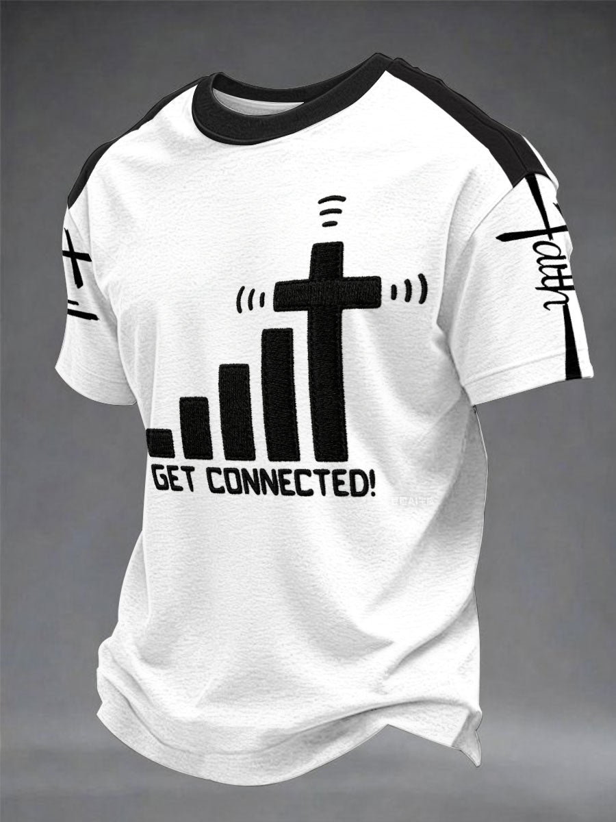 Men's "Connect To God,The Password IS Prayer" Print Casual T-Shirt