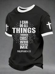 Men's Bible I Can Do All Things Through Christ Who Strengthens Me Philippians 4:13 Print Casual Tee