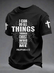 Men's Bible I Can Do All Things Through Christ Who Strengthens Me Philippians 4:13 Print Casual Tee