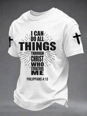 Men's Bible I Can Do All Things Through Christ Who Strengthens Me Philippians 4:13 Print Casual Tee