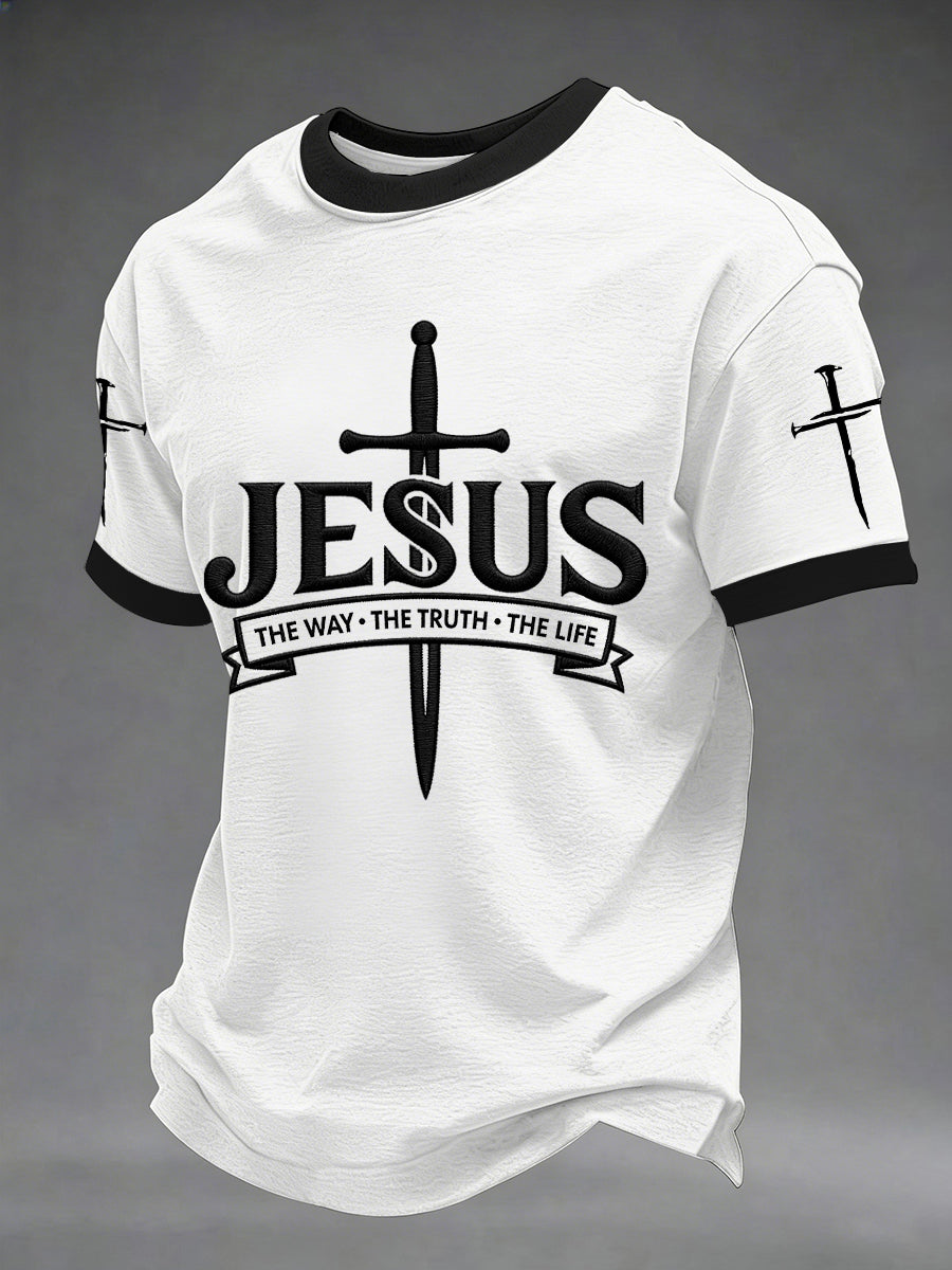 Men's Jesus The Way The Truth The Life Print Casual Tee