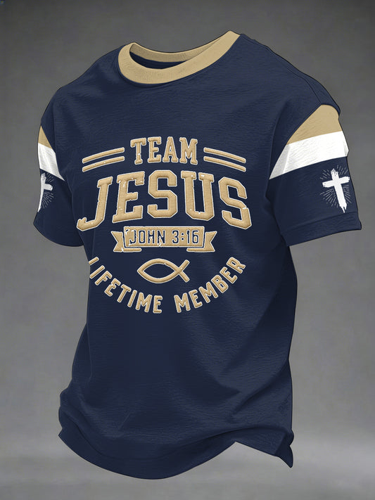 Men's Team Jesus Lifetime Member Print Casual Tee