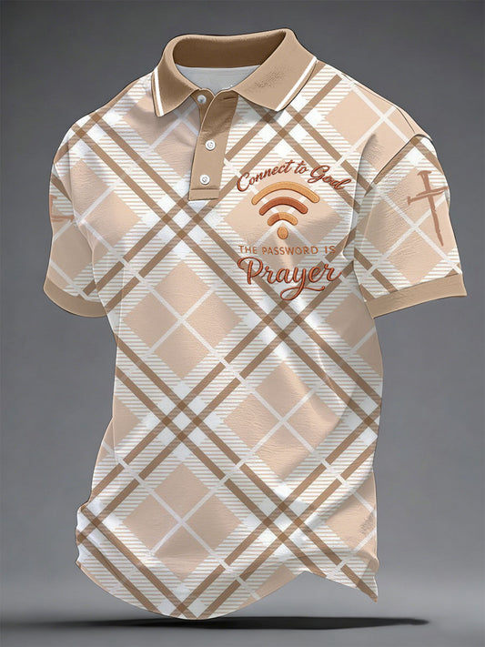 Men's "Connect To God,The Password IS Prayer" Print Casual T-Shirt