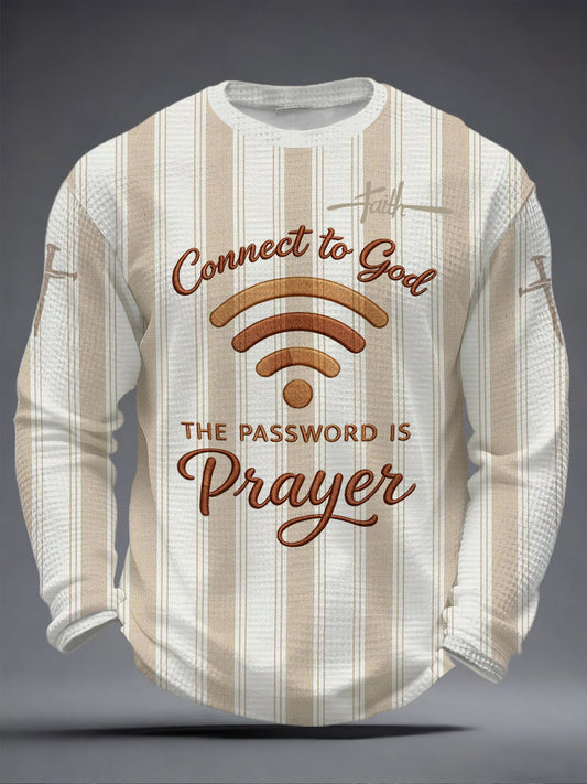 Men's "Connect To God,The Password IS Prayer" Print Casual T-Shirt