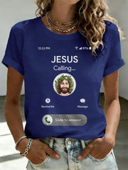 Women's Funny Christian Jesus Calling Print Casual Tee