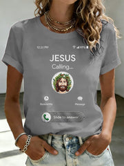 Women's Funny Christian Jesus Calling Print Casual Tee