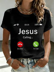 Women's Funny Christian Jesus Calling Print Casual Tee