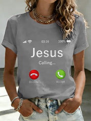 Women's Funny Christian Jesus Calling Print Casual Tee