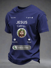 Men's Funny Christian Jesus Calling Print Casual Tee