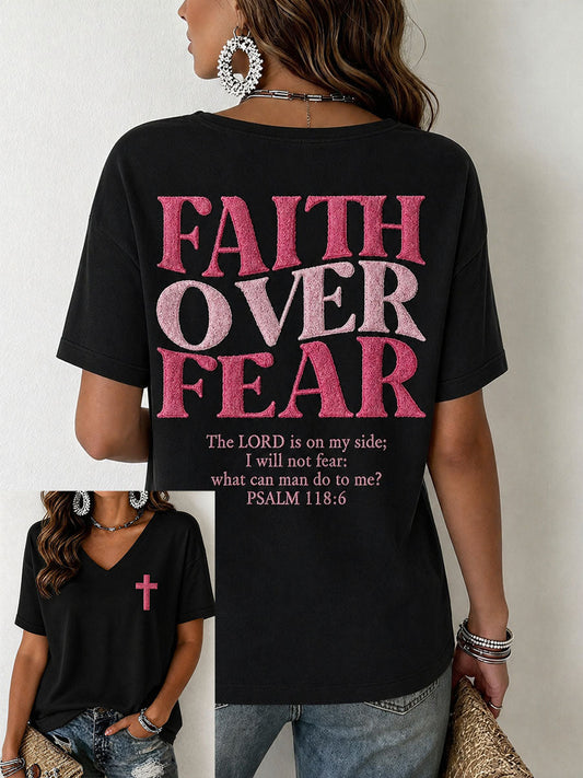 Women's Faith Over Fear V-Neck T-Shirt