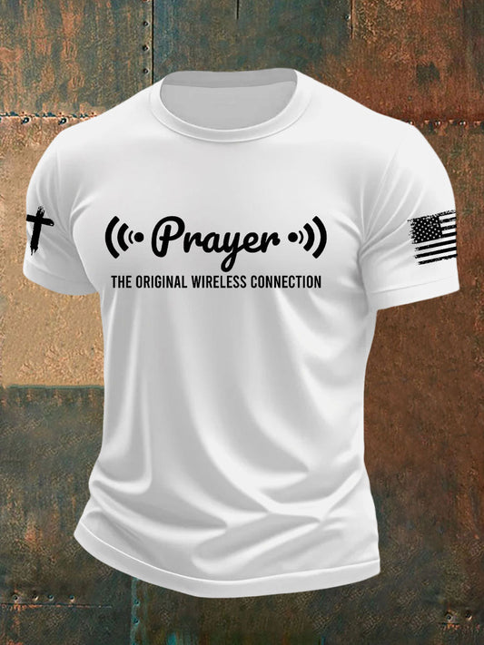 Men's Prayer The Strongest Wireless Connection Printed Casual T-Shirt