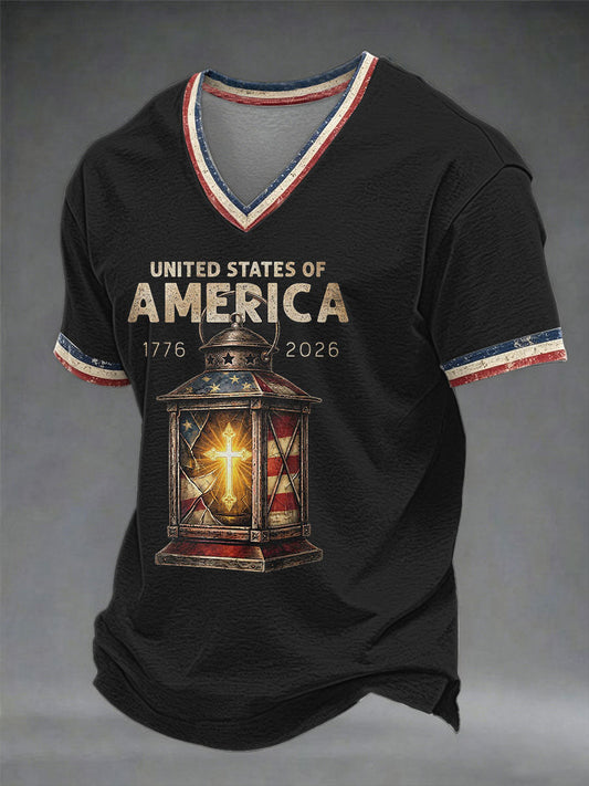 Men's USA 1776-2026 Printed Casual T-Shirt