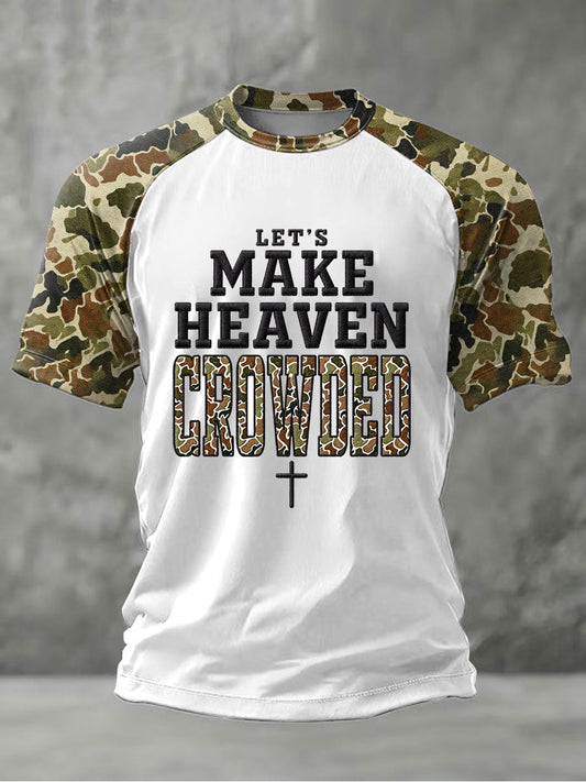 Men's Camouflage Let's Make Heaven Crowded Print Casual T-Shirt