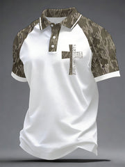 Men's camouflage cross print casual top
