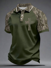 Men's camouflage cross print casual top