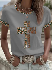 Women's Camouflage Cross Print Casual T-shirt