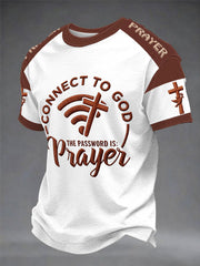 Men's "Connect To God,The Password IS Prayer" Print Casual short sleeves t-shirt