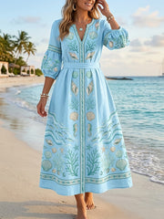 Women's Sea Turtle Print Vacation Dress