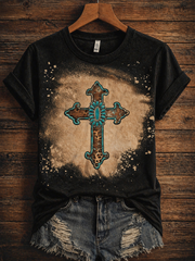 Women's Western-style faith print short-sleeved T-shirt