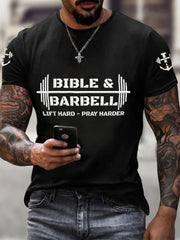 “Bible&Barbell  Lift Hard-Pray Harder” Christian Fitness Casual unisex T-shirt
