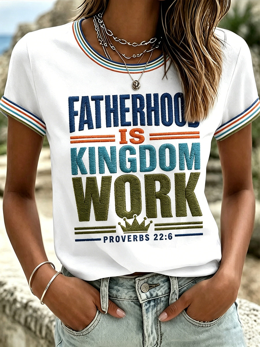 Women's Fatherhood is Kingdom Work Print V-Neck T-Shirt