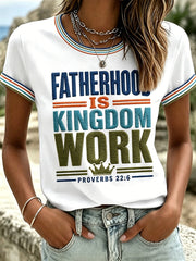 Women's Fatherhood is Kingdom Work Print V-Neck T-Shirt