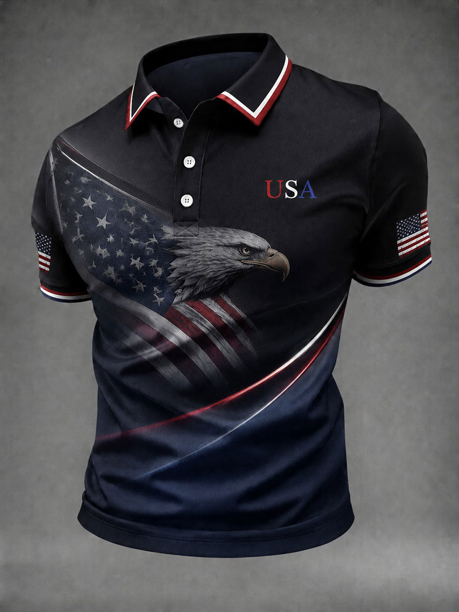 Men's American Flag Eagle Printed Shirt
